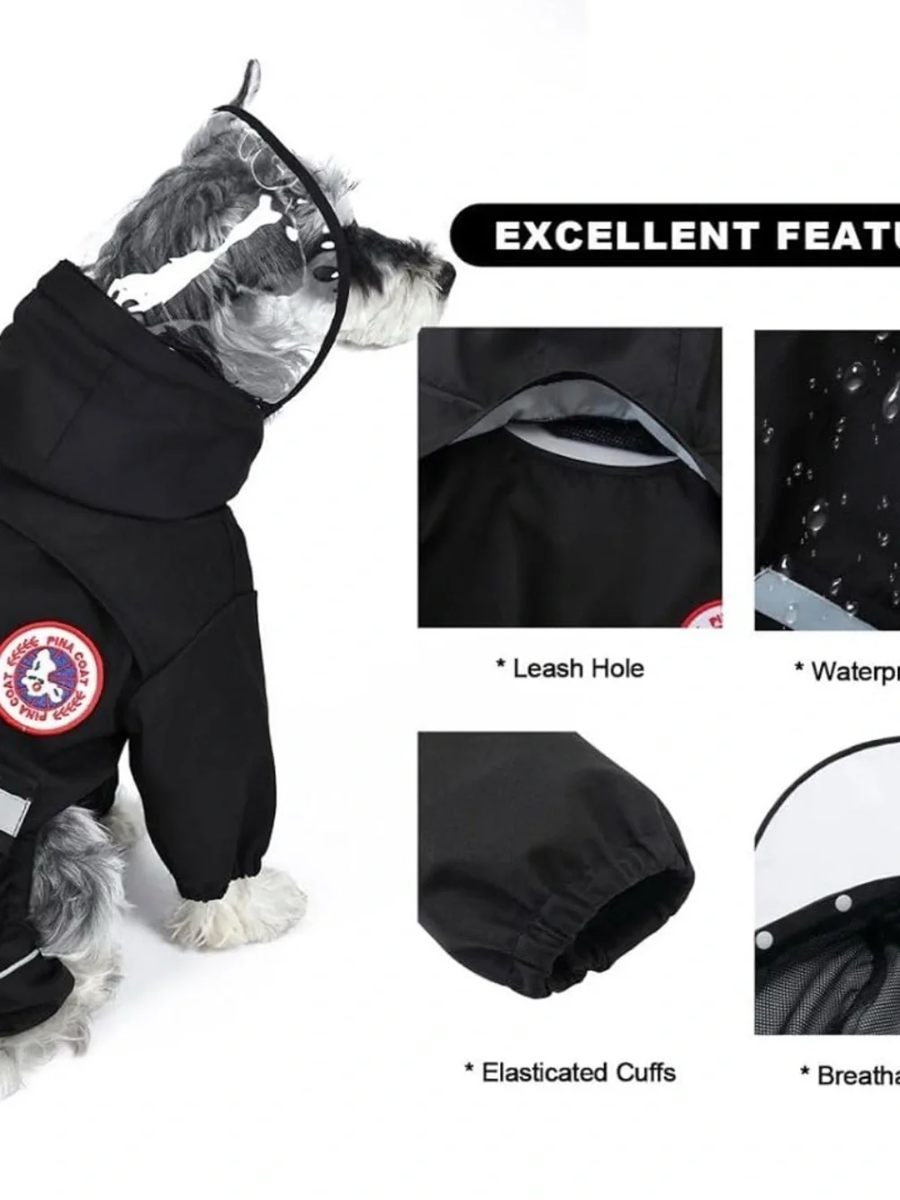 Pack 2 clothing’s dog Waterproof Black Dog Jacket with Reflective Trim and Hood